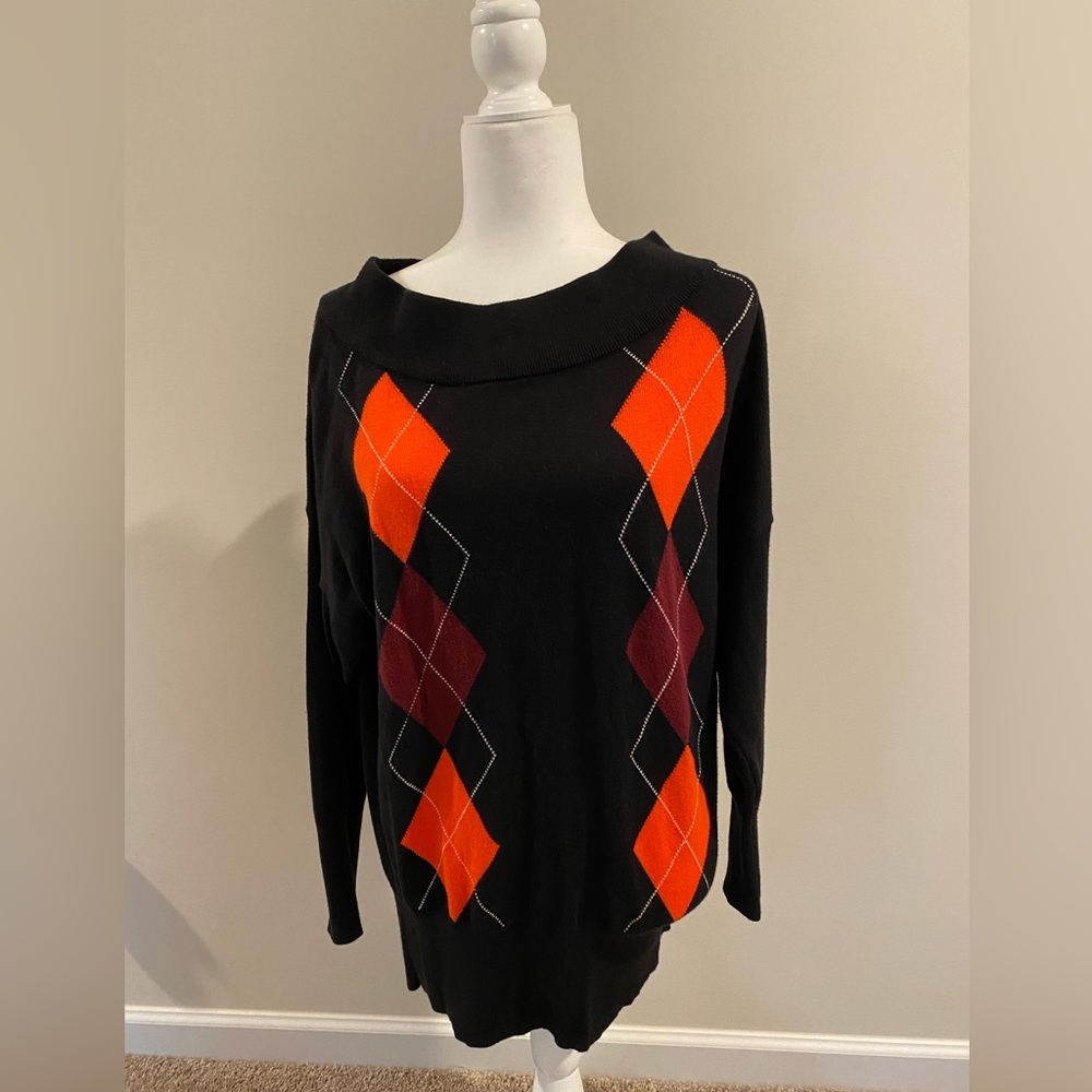 Off The shoulder Argyle Sweater